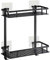 Laimew No Drill Bathroom Shelves Aluminum Rustproof Adhesive Shower Shelf with Hooks Square Black