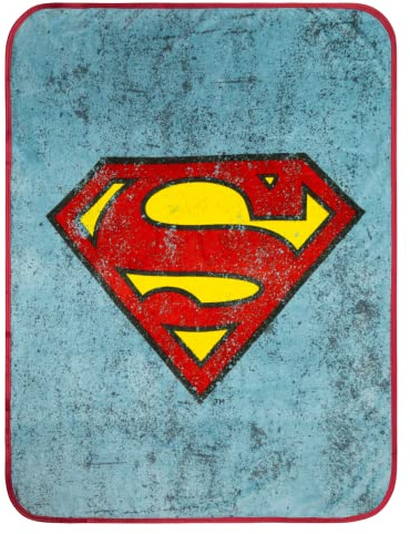 Franco Collectibles Superman-Bettwäsche, superweich, Mikro-Raschel-Überwurf, 116,8 x 152,4 cm, offizielles Lizenzprodukt