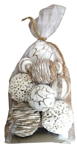 Floralcraft 12x Assorted Accent Decorative Balls - Naturals, Rattan Balls Vase Fillers for Wedding Party Christmas Decorations