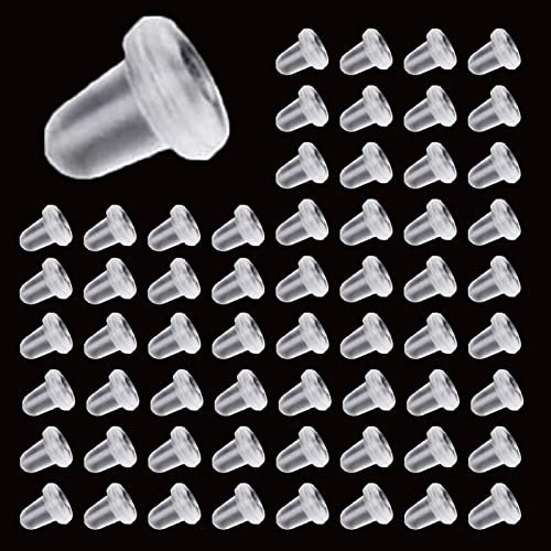 zoerbufan 200 Pezzi Chiusure per Orecchini Universale, Ferma Orecchini in Silicone Trasparenti per Orecchini Gioielli DIY(4 * 5mm)