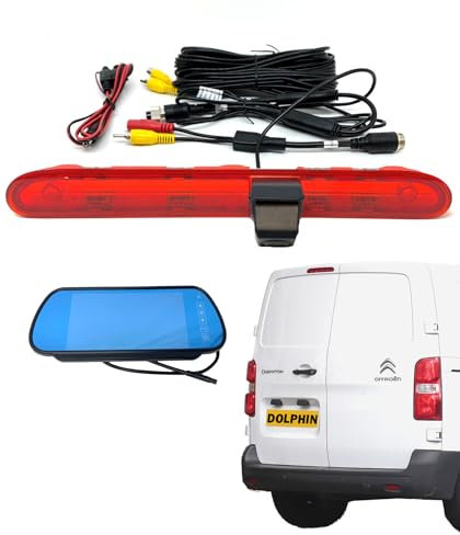 Dolphin Automotive Rear High Level Brake Light Reversing Parking Camera For Peugeot Expert & Citroen Dispatch Van 2016 Onwards - With 7 Mirror Monitor