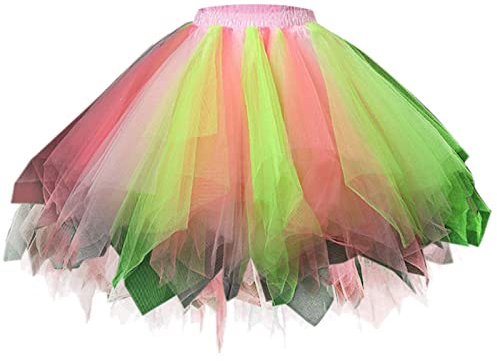 Damen Candy Color Multicolor Rock Support Half Body Puff Petticoat Bunter Kleiner kurzer Rock Röcke Für Leggings Schwarze Röcke Plissee Stoffrock Damen (D, One Size)