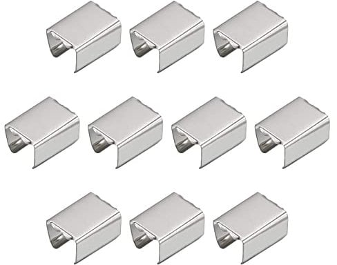 sourcing map Fold Over Crimp Caps, 100Pcs 12 x 10mm Ribbon End Clasp Tips Clamp Cord Ends for Jewelry DIY Craft Making, White Nickel