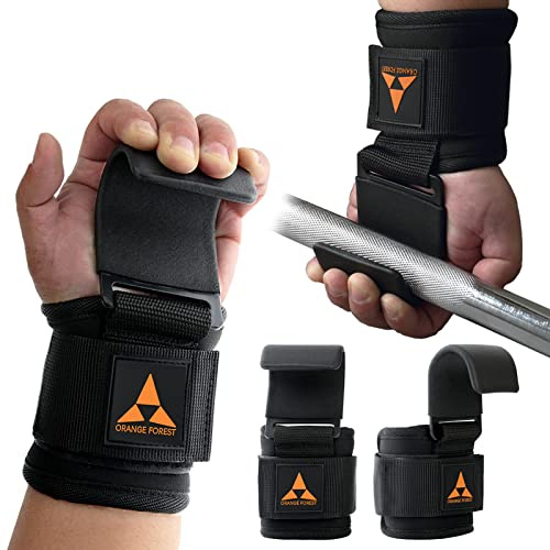 Weight Lifting Hooks (Pair), Heavy Duty Lifting Wrist Straps with 9cm Width Neoprene Padded, Hand Grip Support for Deadlift, Powerlifting and Pull Ups, Weightlifting Gym Gloves for Men and Women