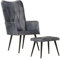 Bussandri Exclusive - Ohrensessel mit Hocker Grau Echtleder