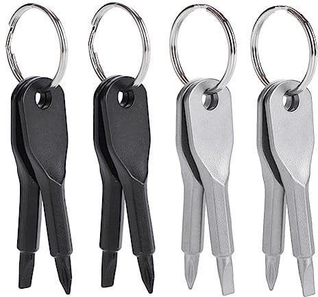 Portable Keychain Screwdriver, Bestgle EDC Outdoors Repair Tool Key Chain Flat Head and Phillips Screwdriver with Keyring (4 Set - 8 Pcs)