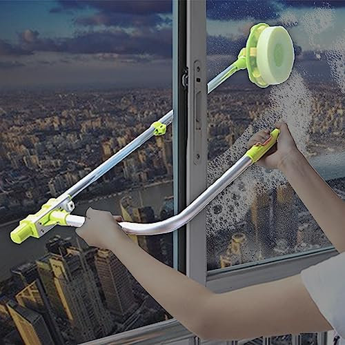 ZENO Window Cleaning Brush - U Type | Glass Cleaning Pole Brush | Wash Brush Kit with Squeegee & Soft Sponge | Aluminium Pole with On/Off Water Switch | Ideal for Cars, Vans, Trucks, Boats & Windows