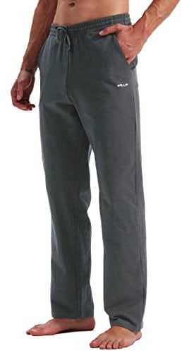WILLIT Jogginghose Herren Baumwolle Trainingshose Sporthose Lang Freizeithose Fitness Yogahose Sweathose Lounge Pants Loose Männer mit Taschen Dunkelgrau L