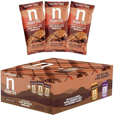 Nairn’s Gluten Free Chocolate Chip Oat Biscuit Breaks, Pack of 48 (3 Biscuits Per Pack)