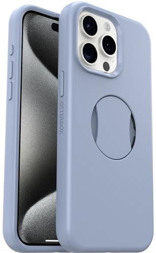 OtterBox OtterGrip Symmetry Case for iPhone 15 Pro Max for MagSafe, Drop Proof, Protective Case with Built-In Grip, 3x Tested to Military Standard, Blue