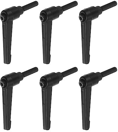 QUARKZMAN 6uds Ajustable Sujeción Palanca Manijas M6 x 20mm Macho Rosca Perno Perillas Giratorio Tornillo Bloqueo Rápida Liberación Trinquete Pulsador Botón Mango, Negro