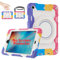 ROISKIN iPad Mini Case: 7.9 inch 2019/2015 Kids Shockproof Case with Rotating Stand & Shoulder Strap & Pencil Holder for iPad Mini 5/4 (Pink)