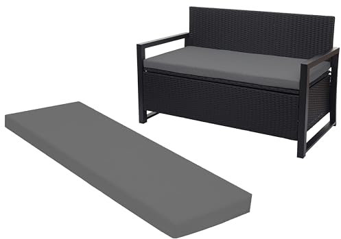 Crescent Textile 100% Waterproof Garden Bench Cushion 2/3/4 Seater Outdoor Long Bench Seat Pad for Lawn & Garden, Patio, Office, Coffee Shop with Removable Cover (4 Seater 170cm x 51cm x 5cm, Gray)