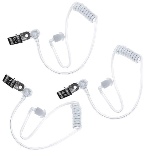 GWAWG Ersatz-Akustikschlauch für 2-Wege-Radio-Audio-Headsets, Ohrstück, Headset, Geheimagent, Kostüm-Requisite, Ersatz-Luft-Akustikschlauch/transparente Spule, Audioröhre, 3 Stück