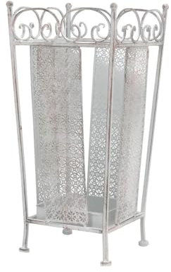 CHEMIN DE CAMPAGNE Porta Ombrello in Ferro battuto, 26 x 26 x 46 cm, colore: Bianco