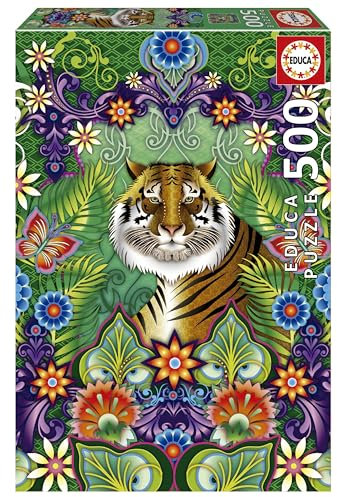 Educa - Puzzle von 500 Teilen für Erwachsene | Bengalisher Tiger, Catalina Estrada. Messen: 34 x 48 cm. Beinhaltet die puzzlekleber FixPuzzle. Seit 11 Jahren (19912)