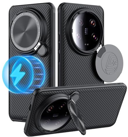 Nillkin Custodia per Xiaomi 14 Ultra 5G, CamShield Prop Magnetica Ultra Sottile e Antiurto con Funzione di Supporto per Xiaomi 14 Ultra 6.73-Nero