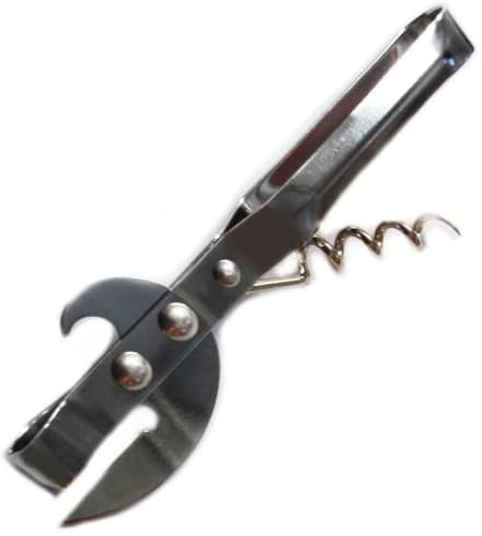 Vision4ever 1Pcs Stainless Steel Traditional Stab Old Fashion Tin Can Bottle Opener Cork Screw Vintage Stainless Steel Bottle Opener and Corkscrew, Traditional Design
