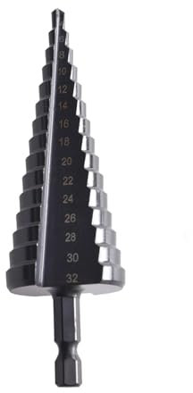 Okaywork Punte conica trapano a gradini per metallo, Ø 4–32 mm,fresa conica per metallo, svasatore per trapano conico professionale HSS – Punta per sbucciatura 6.35 mm