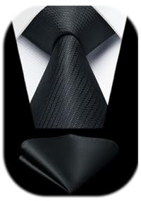 Enlision Schwarz Herren Krawatte Hochzeit Einfarbig Krawatte mit Einstecktuch Set Plaid Krawatten & Taschentuch