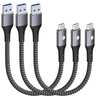 CONMDEX Lot de 3 câbles USB C courts 20 cm/0,2 m 10 Gbps USB3.1 Gen2 Type C Android Auto QC3.0 3,1 A USB A vers C Chargeur rapide pour Samsung Note20 Galaxy S24/S23/S22 Galaxy Z Flip5 Tab S9 Pixel 8