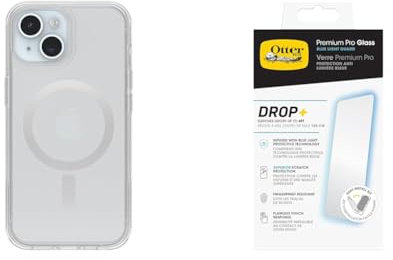 Otterbox Symmetry Clear MagSafe Apple iPhone 15/iPhone 14/iPhone 13 - Clear with Premium Tempered Glass Protector