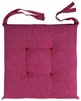 Coprisedia Cuscini Sedia 4 Punti Tinta Unita Melangiato Cotone Lacci Imbottitura in Gommapiuma (2, Fucsia)