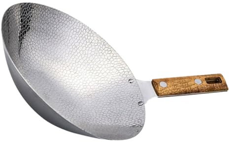 Amosfun Wok En Acier Inoxydable 26 Cm Poêle à Frire Inox Résistance Élevée Manche Bois Ustensile Cuisine Polyvalent Cuisson Sur Cuisinière