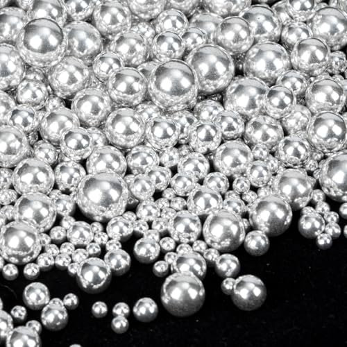 Twisweet Silver Sprinkles 130g, Edible Pearl Sprinkles for Cake Decorating, Mix Size Sugar Pearls Baking Candy, Cupcake Topper Cookie Ice Cream Cake Decorations Birthday Wedding Christmas Supplies