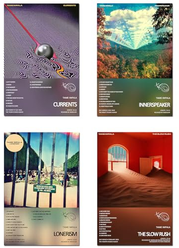 SPPEOUKJ Tame Impala Poster, Albumcover, limitierte Auflage, ungerahmt, 20 x 30 cm, Leinwandposter, Schlafzimmer, Dekoration, Landschaft, Büro, Raumdekoration, Geschenk, 4 Stück