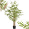 tectake® Albero di Bambù Artificiale, Foglie Realistiche, Vaso in Plastica, Decorazione per Soggiorno, Ufficio e Interni, Facile da Pulire, Arredamento - 150 cm