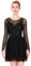 FYMNSI Damen Tanzkleid Eiskunstlauf Kleid Langarm K�rkleid Rollkunstlauf Wettbewerb Tanzanzug mit Pailletten Blumen Mesh Chiffon Rock Ballettkleid Gymnastik Leotard Turnanzug Tanzkost�m Schwarz XS