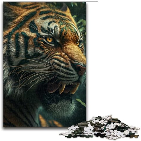 Jungle Tiger Puzzle 1000 Teile für Erwachsene, Puzzle zum Stressabbau für Teenager ab 14 Jahren, Größe 50 x 75 cm