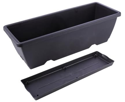 INOOMP Rechteckiger Pflanztopf Aus Kunststoff Mit Ablaufloch Und Untertasse Gartenpflanzer Blumenpflanzer Für Innen Und Außendekoration