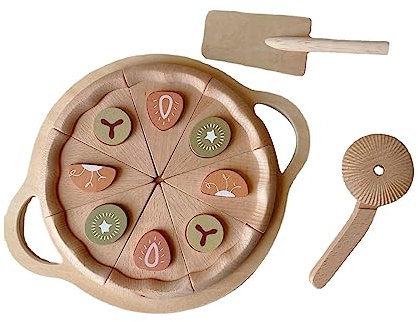 Pretend Chef Toy Wooden Puzzle Pizza Cutting Toy Kitchen Playset Shape Matching Children Fine Motor Skill Training Toy