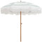 YNZUNMY Sombrilla Flecos, Sombrilla Playa Sombrilla Bohemia con Flecos for Patio al Aire Libre, 2 Metros, UPF50+, con borlas, Poste de Acero y botón de inclinación.(Vintage Green Stripe)