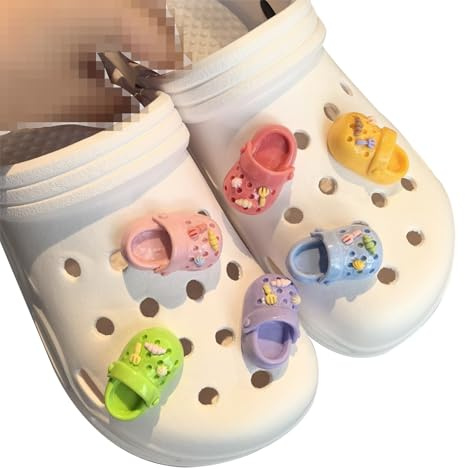 BSITSSS 6 Pieces Shoe Charms, Funny Clog Charms, Shoe Decoration Charm Slippers, Chains Shoes Charm for Clogs, Candy Colours ShoesCharm for Women Birthday Gift