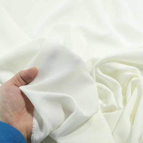 TOLKO mittelschwerer Chiffon Stoff Meterware für Rock Bluse Tücher | Halb transparent knitterarm weich fallend | Dekostoff für Hochzeit Gardine Vorhang Stoffe zum Nähen Meterware (Off White)