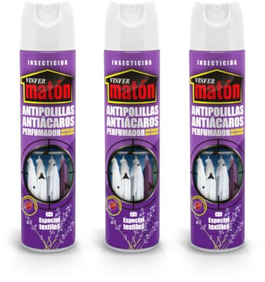 VINFERMATON - Insecticida Antipolillas Perfumado | Pack 3 x 300 ml | Protección para Armarios, Ropa y Tejidos | Elimina Polillas y Larvas | Aroma Agradable | Uso en Ambientes y Textiles