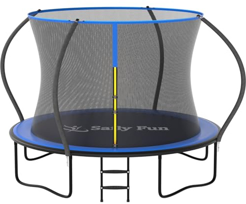 Safly Fun Pumpkin Shape Trampolin Outdoor Ø 366 cm with Montagezubehör, Trampolin Kinder, Bodentrampolin, Die Maximale Tragfähigkeit Beträgt 150 kg, Für Erwachsene, Kinder und Familien