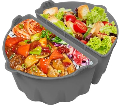 Slow Cooker Liners 1 Pair, Fits 6-8 QT, Oval Shape, Dishwasher Safe | Reusable Silicone Slow Cooker Divider Insert Cooking Meat Soup Chicken Fish Potato for Family Gathering Celebration Banquet