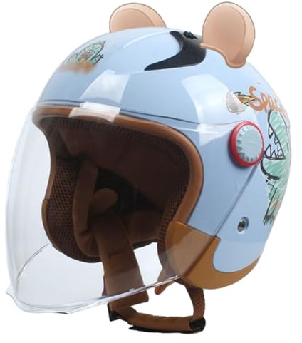 Casque Enfant Pour 4-13 Ans, Demi-Casque Pour Moto, Scooter Et Quad, Casque Ouvert Homologué ECE B,48-56cm