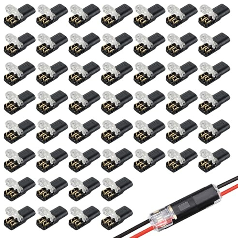 50PCS 2Pin Wire Connectors,Wire Connectors,Wire Connectors Push Fit,Quick Dual 2 Pin Peel-Free Push-Type Design,Electrical Connectors,2 Pin Connector Wire Crimp Terminal for Led
