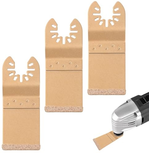 Lot de 3 Lame de Scie Diamantée Oscillante Universelle, 35 mm Lames en Carbure, Ajustement Lame Multi-Outils Coupe Dics pour Enlever les Carrelage et Mortier