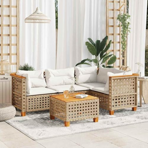 Massbinet Garten Lounge Set Gartenmöbel mit Tisch Beige