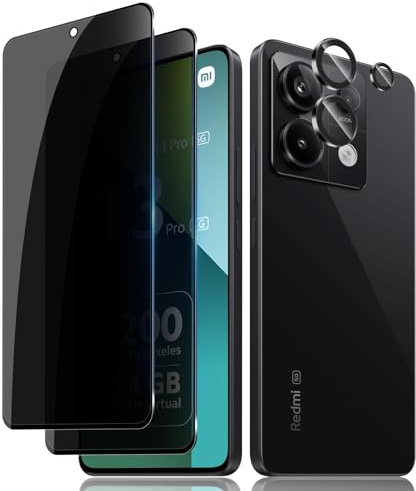 Lutree para Xiaomi Redmi Note 13 Pro 5G Anti-Espía Cristal Templado, 2+1 Piezas Protector de Pantalla de Privacidad + Protector de Lente de Cámara, Antiespias Dureza 9H Película Protectora