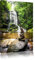 pierres zen devant la cascade Photo sur toile | taille: 60x40 cm | Peinture murale | Art Print | prêt couvert