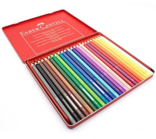 Faber-Castell 24er Grip Bunstifte mit Namen/individueller Gravur + roter Metallbox