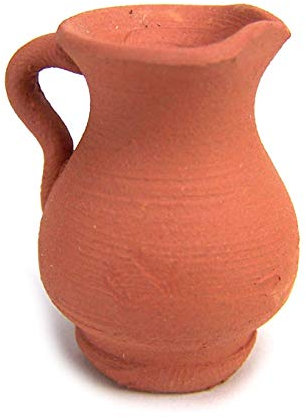 Kimmerle Miniatur Krug aus rotem Ton, 3 cm hoch, für Weihnachtskrippen o. Puppenhaus