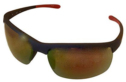 Fila SF9144 D82R Herren-Sonnenbrille aus Kunststoff, rechteckig, randlos, orangefarbene Blitzlinse, Dunkelblau, Mattes Dunkelblau, M